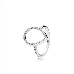 Pandora Teardrop Sterling Silver Ring w. Clear CZ